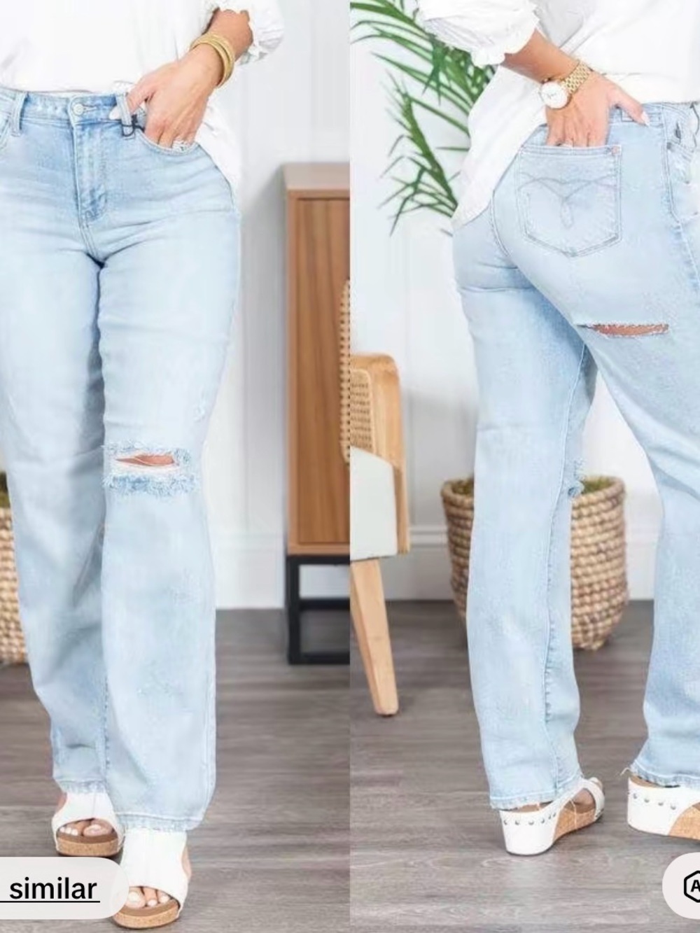 Judy Blue Light Blue Distressed Boyfriend Jeans